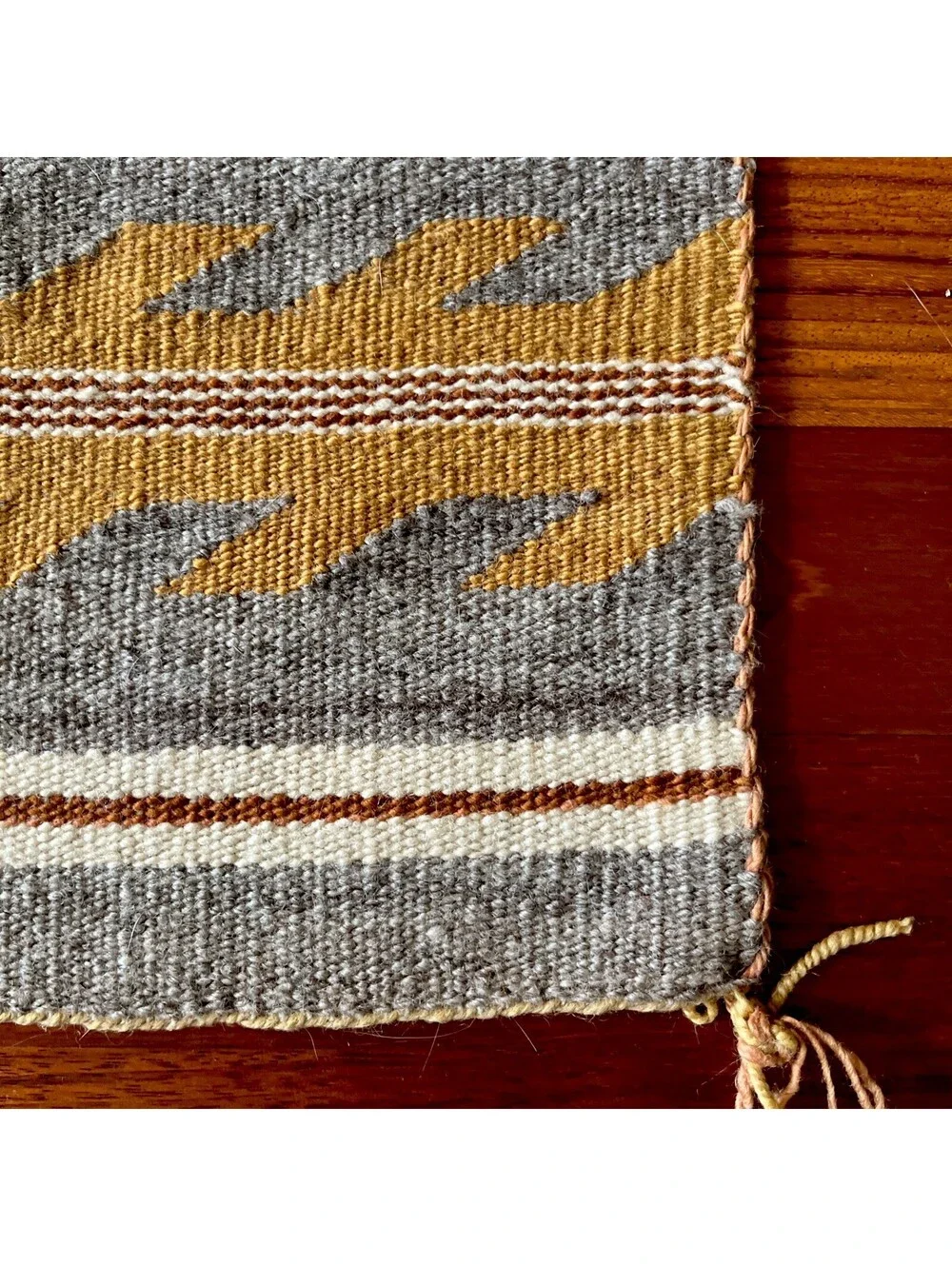 Vintage Navajo Rug Hand Woven Wool Chinle Wide Ruins Banded Textile Southwestern